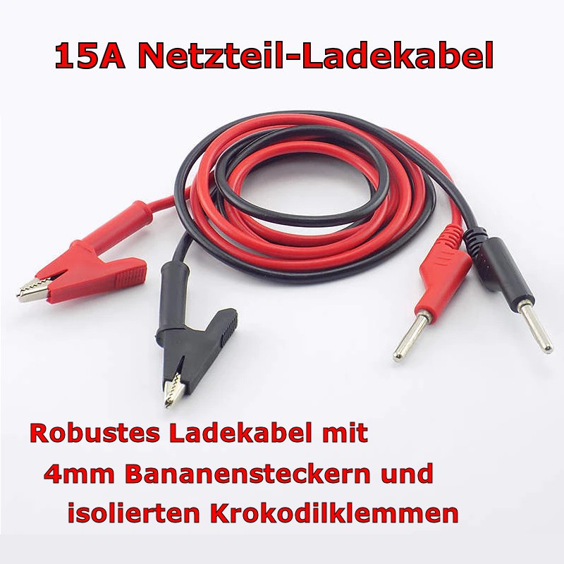 Qualitäts-Kabelsatz für Labornetzteile. Max. 15A. Qualitäts-Kabelsatz für Labornetzteile. Max. 15A.