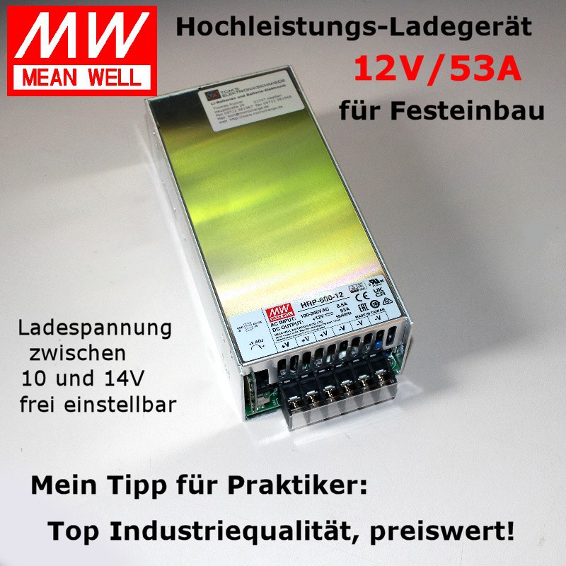 Preishit: Sehr leistungsfähiger 12V-Lader mit bis zu 53A/600W Ladeleistung für LiFePO4-Batterien