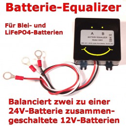 Der Batterie-Equalizer, zum Ausgleich von zwei 12V-Batterien, die zu einer 24V-Batterie zusammengeschaltet sind.
