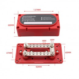 Stromverteiler 300A, 4 x M8, in rot oder schwarz Farbe Rot