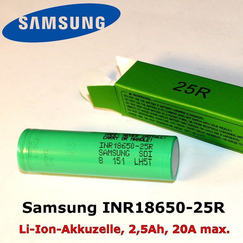 Lithium-Ionen-Zelle Samsung INR18650-25R mit Umkarton Lithium-Ionen-Zelle Samsung INR18650-25R mit Umkarton