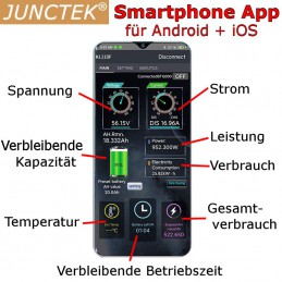 Die App des Junctek-Batteriemonitors: Alles drin, alles dran! :-)
