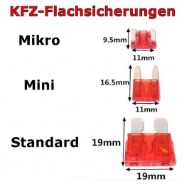 Drei Sicherungssortimente mit 30 verschiedenen Sorten KFZ-Flachsicherungen  Menge 80 Stück Standardgröße