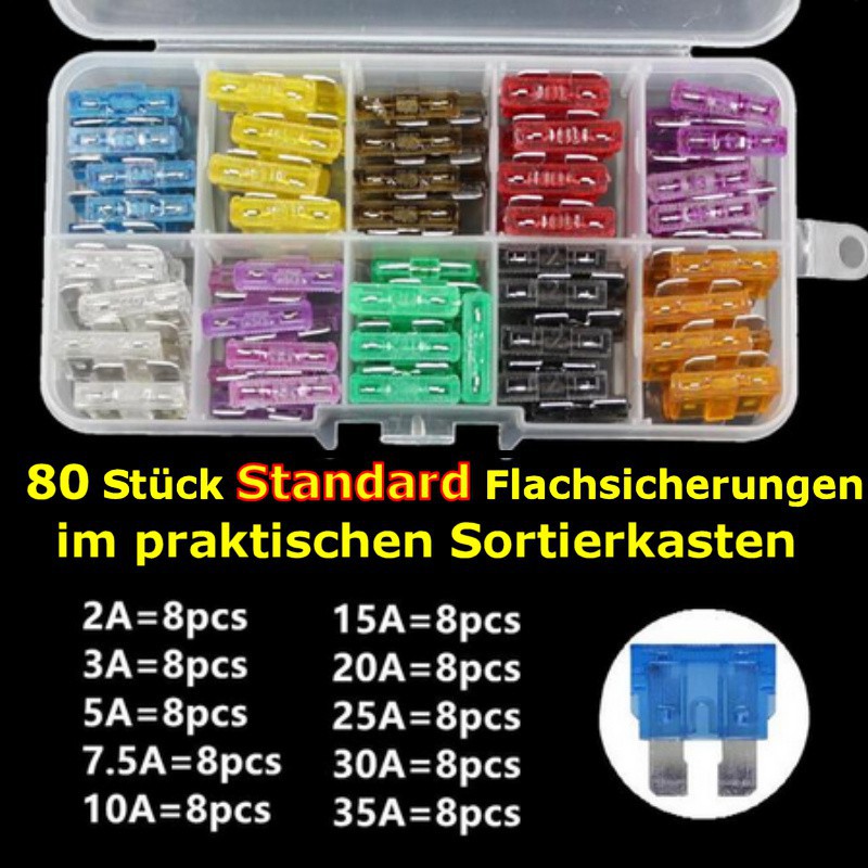 100 Pcs Kfz Sicherung Set - Mini Flachsicherungen