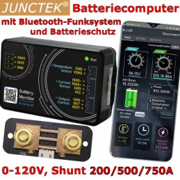 Smartshunt Batteriemonitor, passend für Batterien bis zu 30S, 120V, 750A max., Smartfon-Apps für Android und iOS
