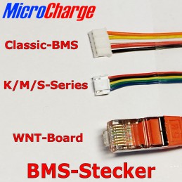 Steckerformen für Daly-BMS (oben für Classic-BMS, Mitte HKMS-Series-BMS, unten für Daly Connection-Board WNT).