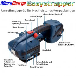 Die verschiedenen Elemente des MicroCharge Easystrappers.