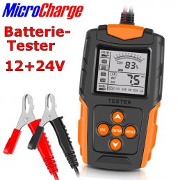 Robuste Batterieklemmen, übersichtliches Display mit allem, was man braucht.