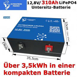 Wenns mal etwas mehr sein darf: Die 310Ah-LiFePO4 Untersitz-Batterie von Ultimatron.