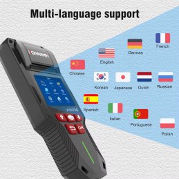 Das Gerät spricht 12 Sprachen, natürlich auch Deutsch.