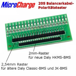 Durch Pfostensteckleisten mit 2,0mm und 2,54mm Rastermaß für alle gängigen BMS-Balancerstecker geeignet.