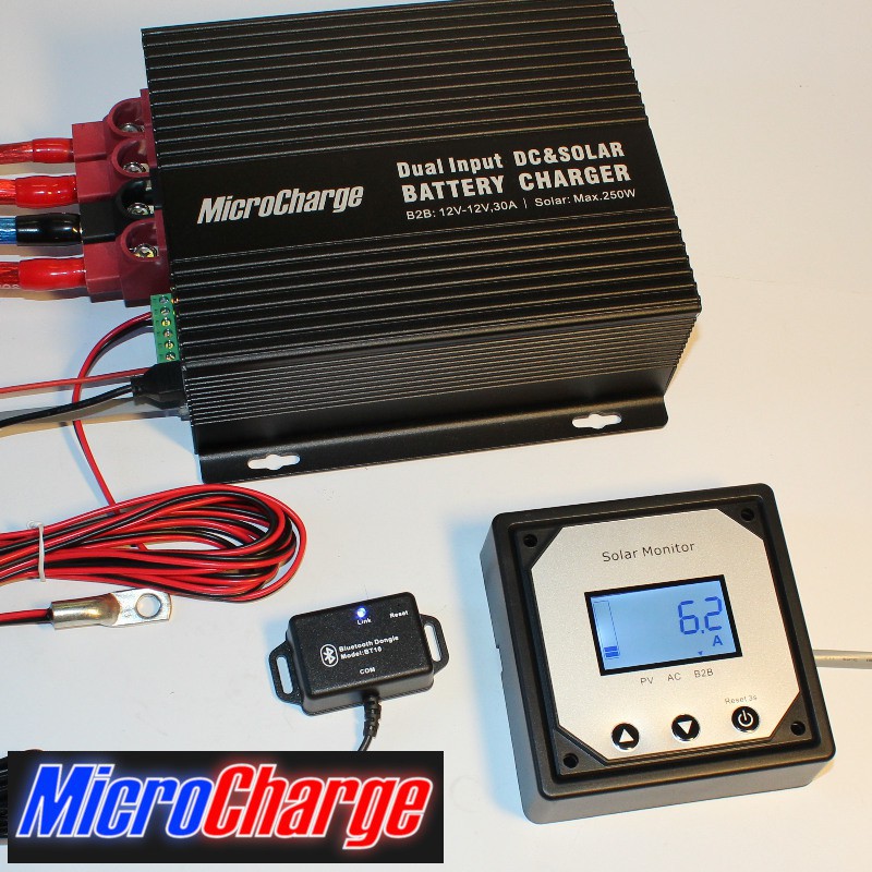 MicroCharge-Ladewandler/Solarladeregler-Kombination 30A mit Zubehör
