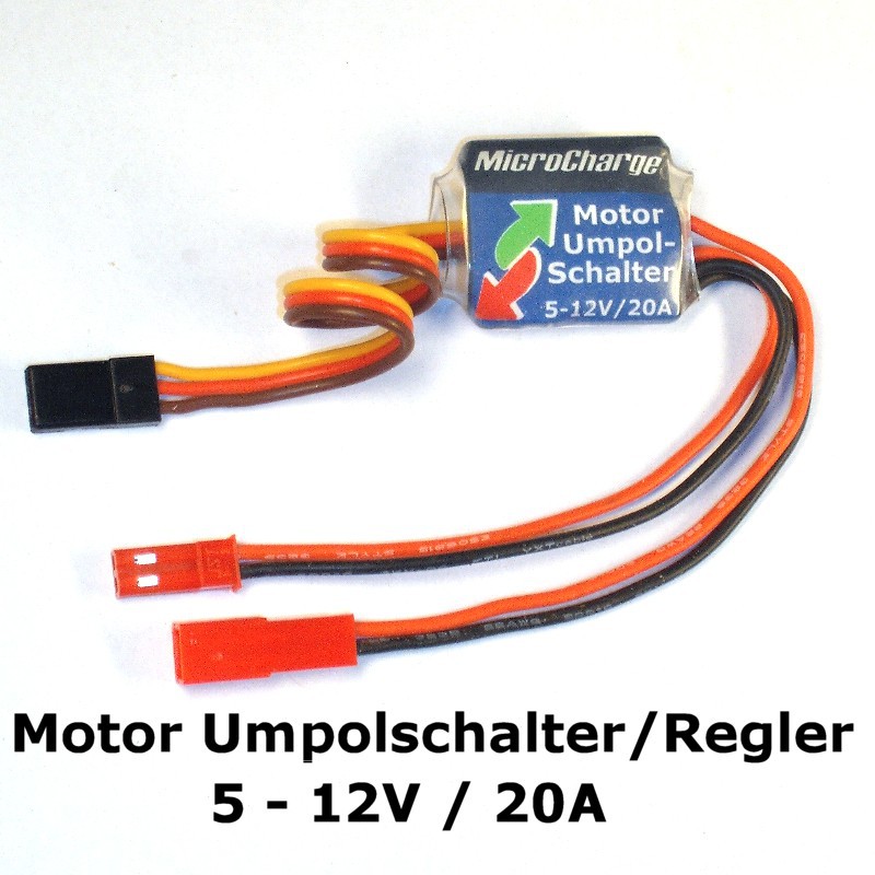 MicroCharge Motor-Umpolschalter/Regler 20A mit JST-Steckern