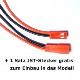 Kostenlos mitgelieferter Satz JST-Stecker zum Einbau ins Modell