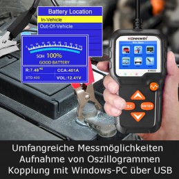 Umfangreiche Messmöglichkeiten, z.B. Aufnahme von Oszillogrammen. Dazu Anschlussfähigkeit an Windows-PC über USB-Schnittstelle.