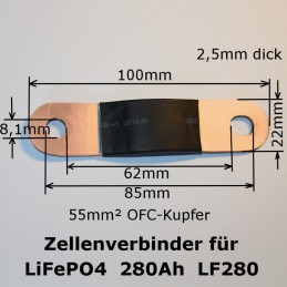Abmessungen des Zellenverbinders für 280Ah LiFePO4-Zellen (LF280)
