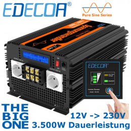 Qualitäts-Wechselrichter von EDECOA, Ausführung 12V mit 3.500W Dauerleistung