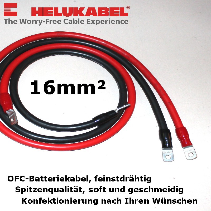 Batteriekabel supersoft, beidseitig Ringkabelschuhe mit Isolierung, direkt anschlussfertig für Sie angefertigt.