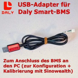 Daly USB-Adapter zur Konfiguration und Kalibrierung des BMS über die Windows-Software Sinowealth
