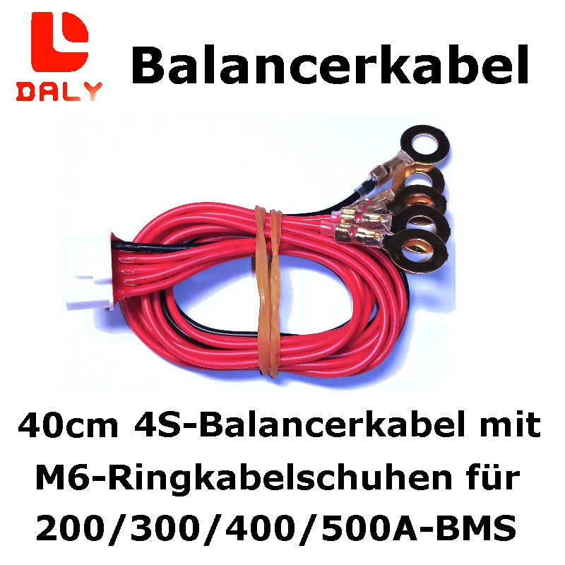 1m 4S Daly-Balancerkabel mit Ringkabelschuhen 1m 4S Daly-Balancerkabel mit Ringkabelschuhen
