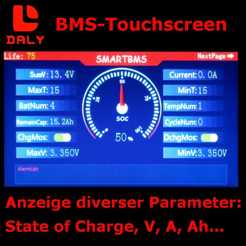 Daly Touchscreen für Smart-BMS: Eingangsseite