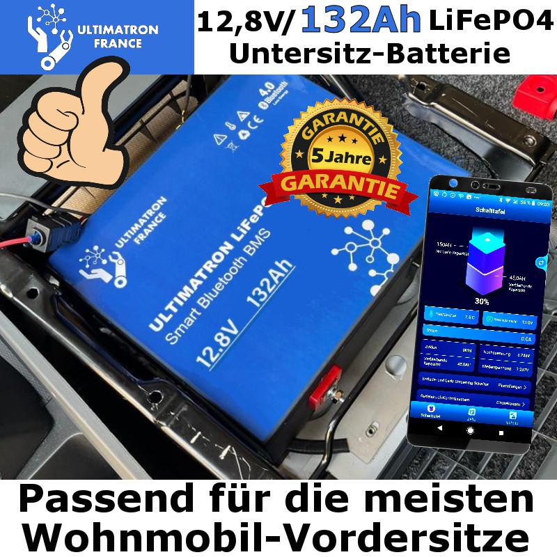 Die Ultimatron-Untersitzbatterie 12,8V/132Ah. Die Ultimatron-Untersitzbatterie 12,8V/132Ah.