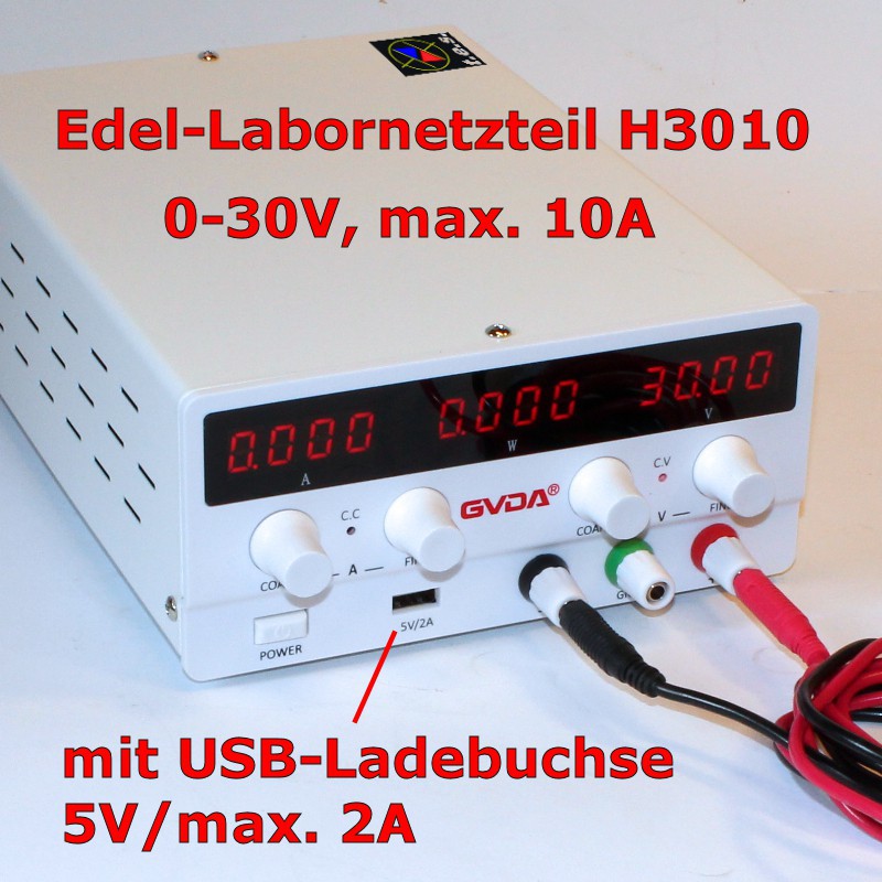 Edel-Labornetzteil H3010: 0-30V / max. 10A.
