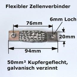 Der erste superflexible Zellenverbinder durch 50mm²-Kupfergeflecht