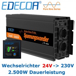 Qualitäts-Wechselrichter von EDECOA, Ausführung 24V mit 2.500W Dauerleistung