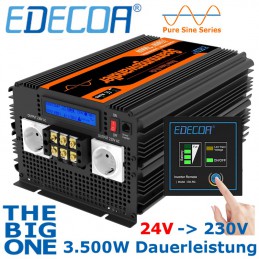 Qualitäts-Wechselrichter von EDECOA, Ausführung 24V mit 3.500W Dauerleistung