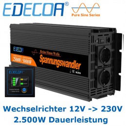 Qualitäts-Wechselrichter von EDECOA, Ausführung 12V mit 2.500W Dauerleistung