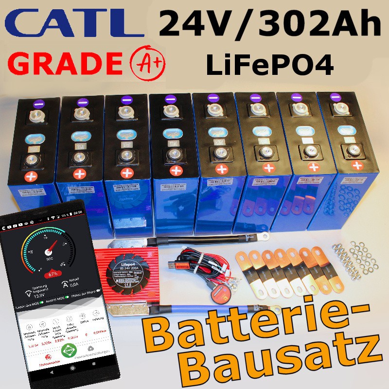 24V/302Ah CATL Grade A+ LiFePO4-Bausatz-Batterie.