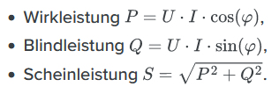 Berechnung der Scheinleistung aus Wirkleistung und Blindleistung